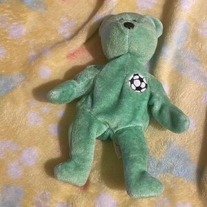 Ty Green Soccer Bear Plush Toy